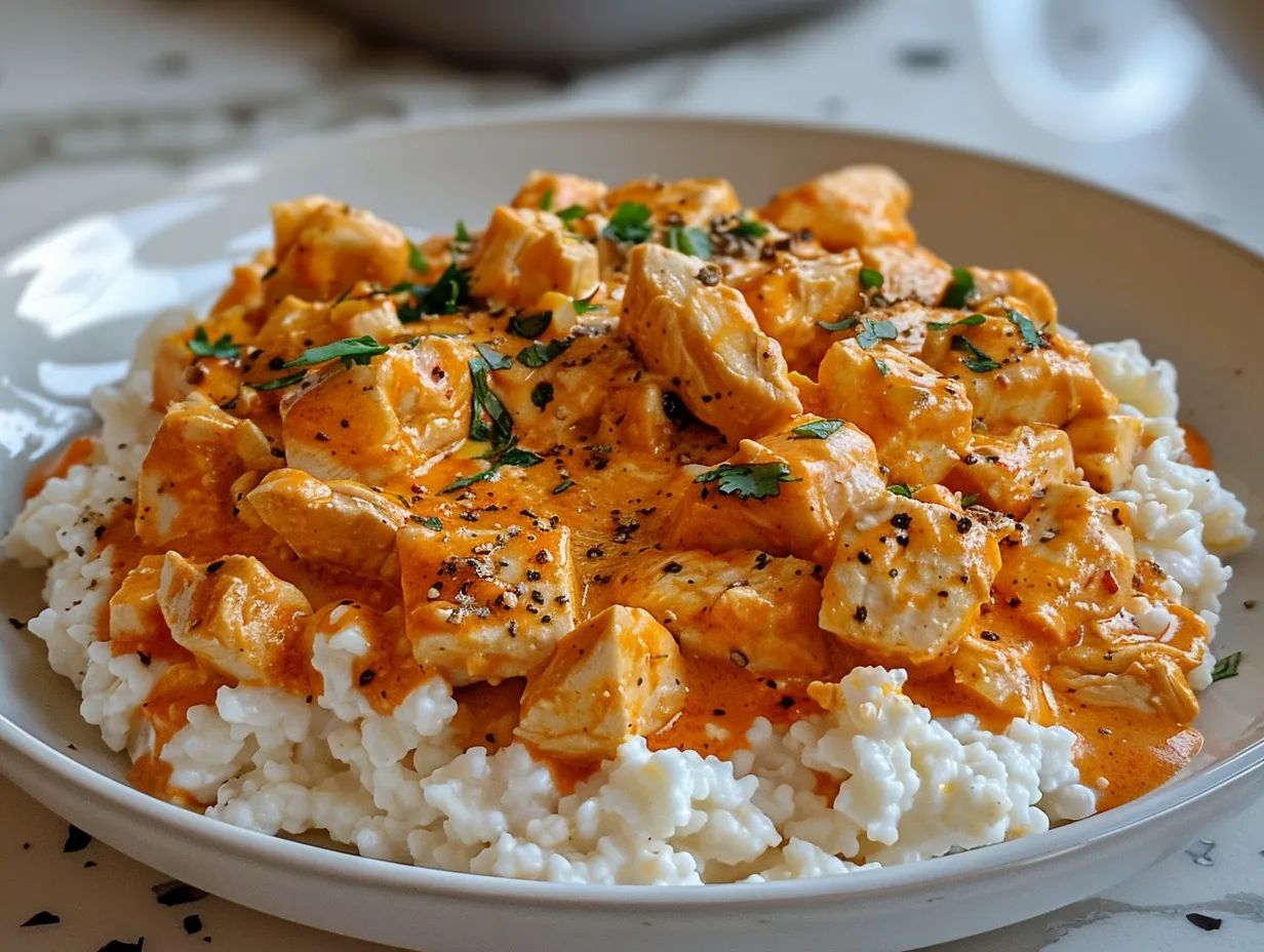 Delicious Buffalo Chicken Cottage Cheese Bowl