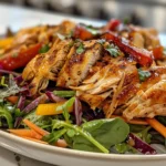 Delicious Shredded Chicken Plate with Roasted Veggies Salad