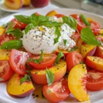 Delicious Tomato Peach Burrata Salad