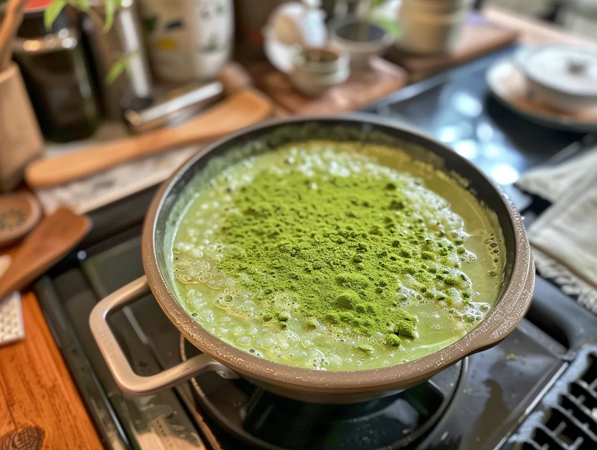 Enjoying Strawberry Matcha Sago