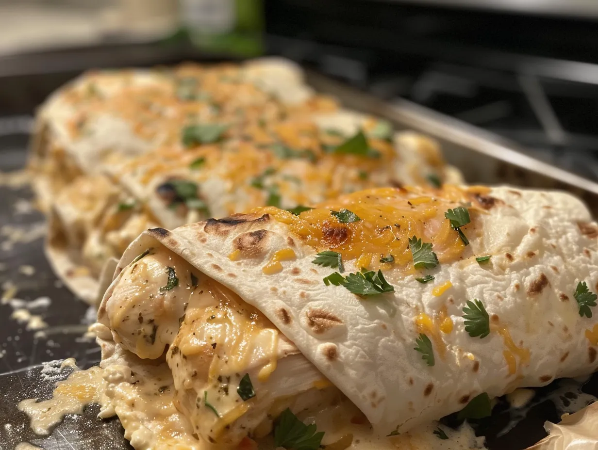 finished cheesy garlic chicken wraps