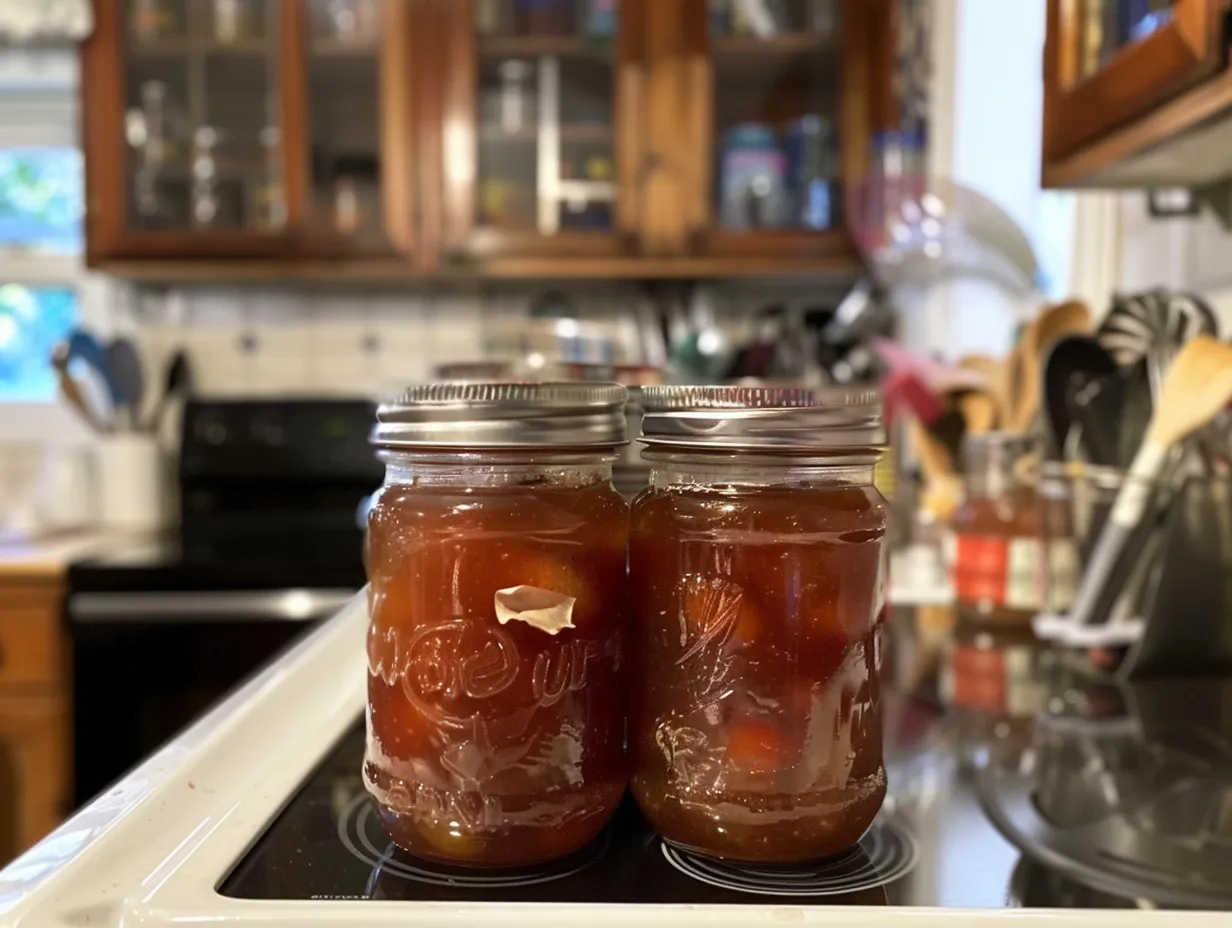 Finished homemade nectarine jam