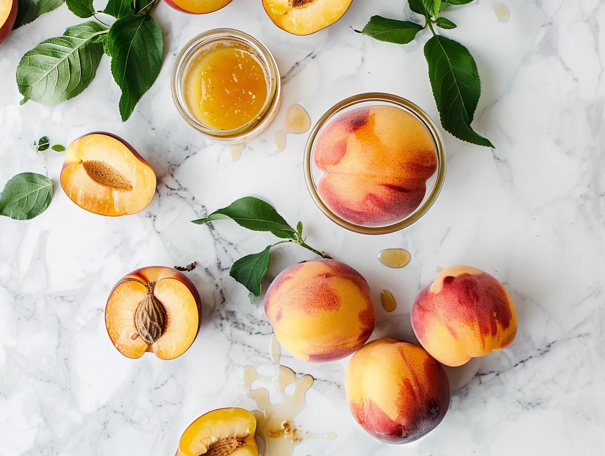 Fresh nectarines and jam making supplies