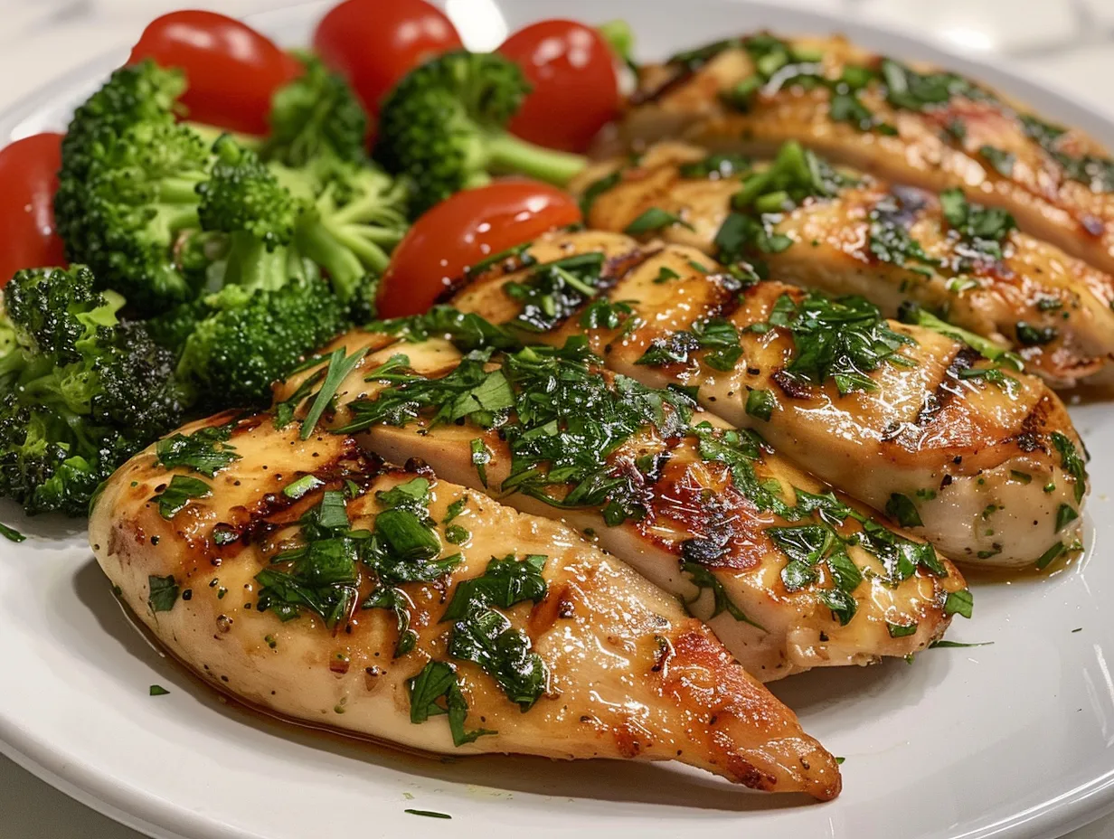 Garlic Herb Chicken with Cherry Tomatoes and Broccoli
