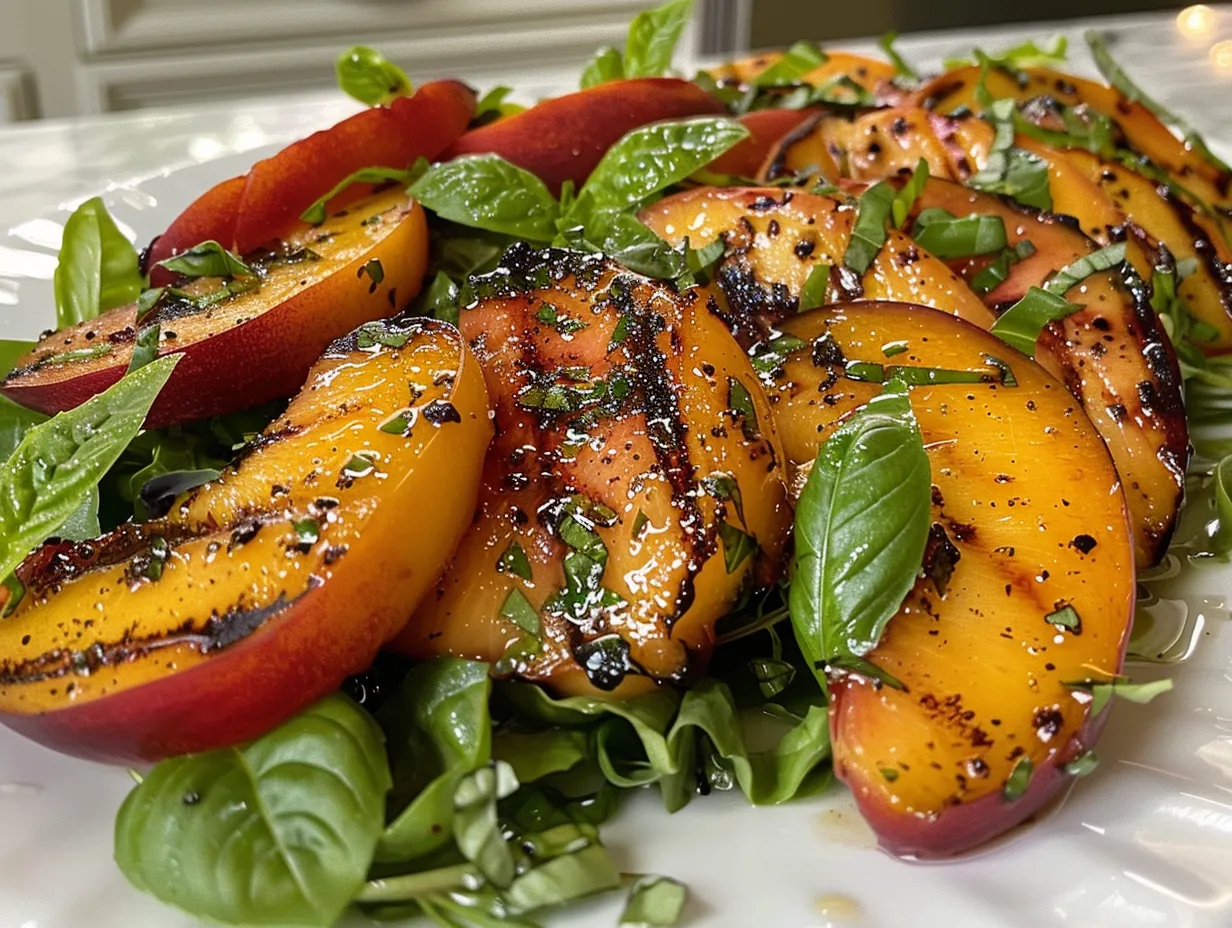 Grilled Peach Salad close up