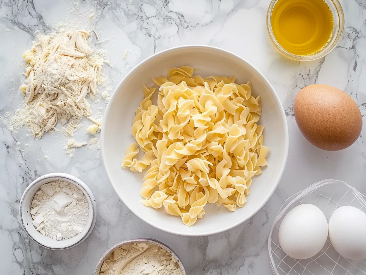 Ingredients for creamy chicken buttered noodles