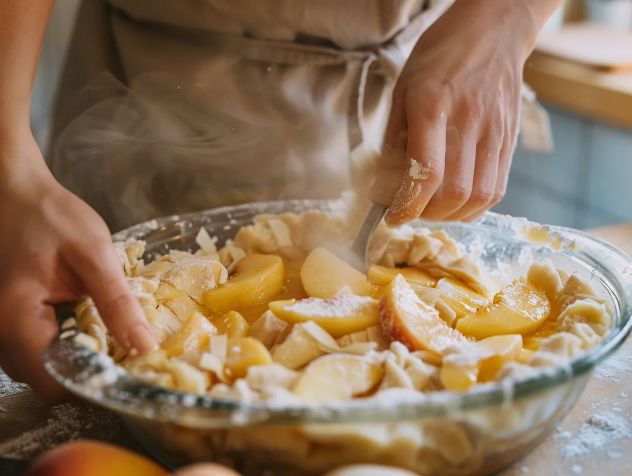 Step by step instructions on making peach pie