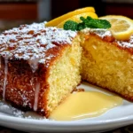 Beautiful Limoncello Cake on white plate