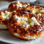 Close-up of freshly baked keto cottage cheese bagels