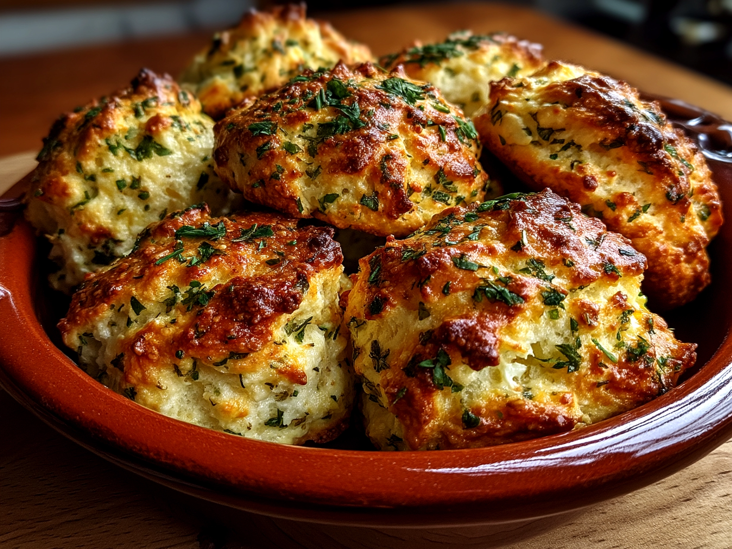 Freshly baked Cottage Cheese and Herb Biscuits served on a plate