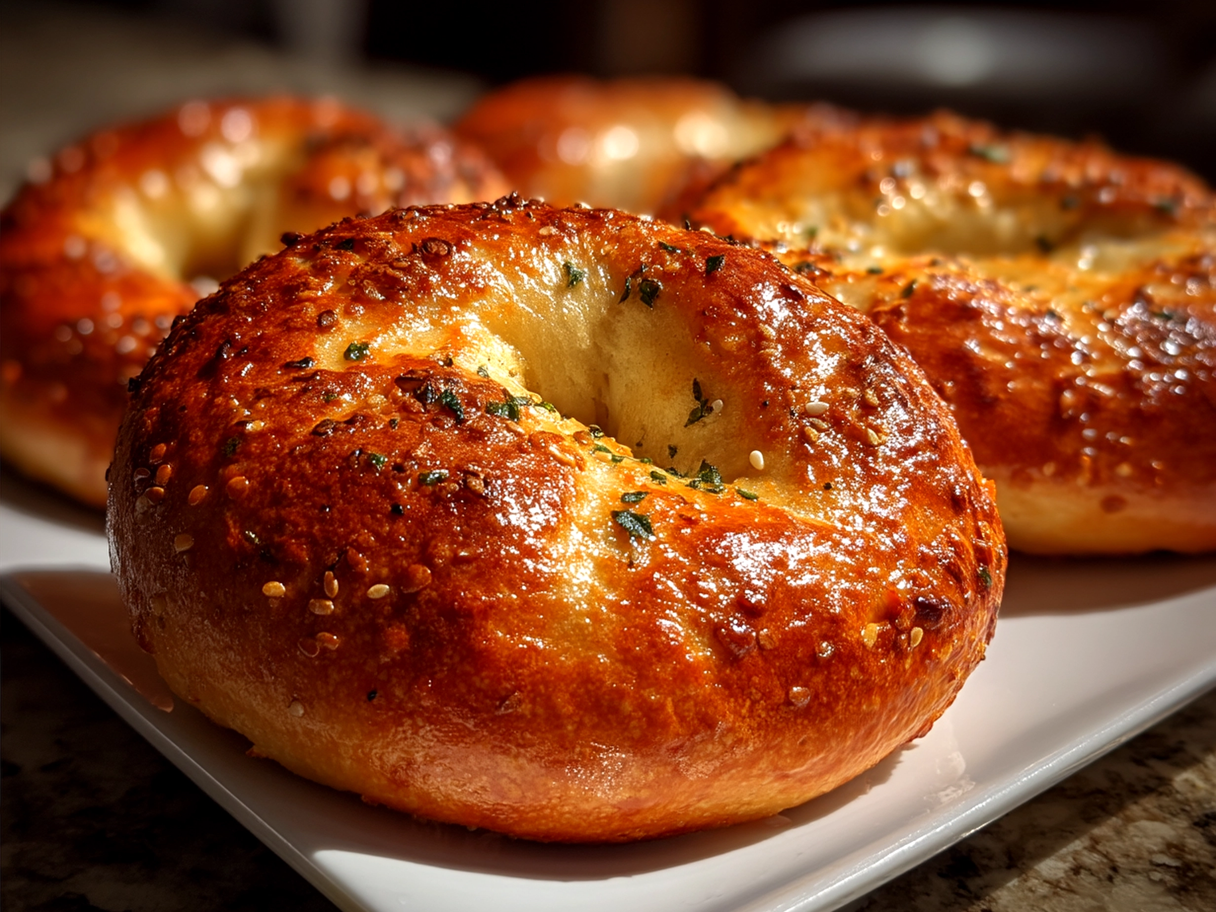 Served Greek Yogurt Bagels with toppings