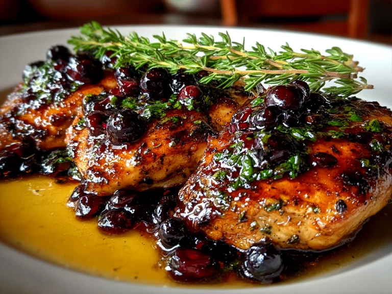 Homemade Blueberry Thyme Chicken Close-up
