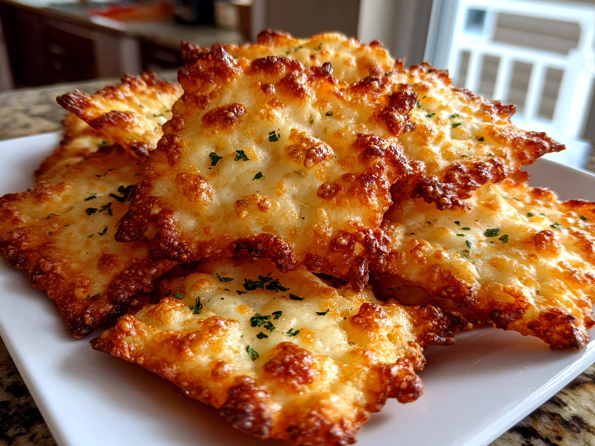 Homemade Sourdough Cheez-It Crackers fresh from oven