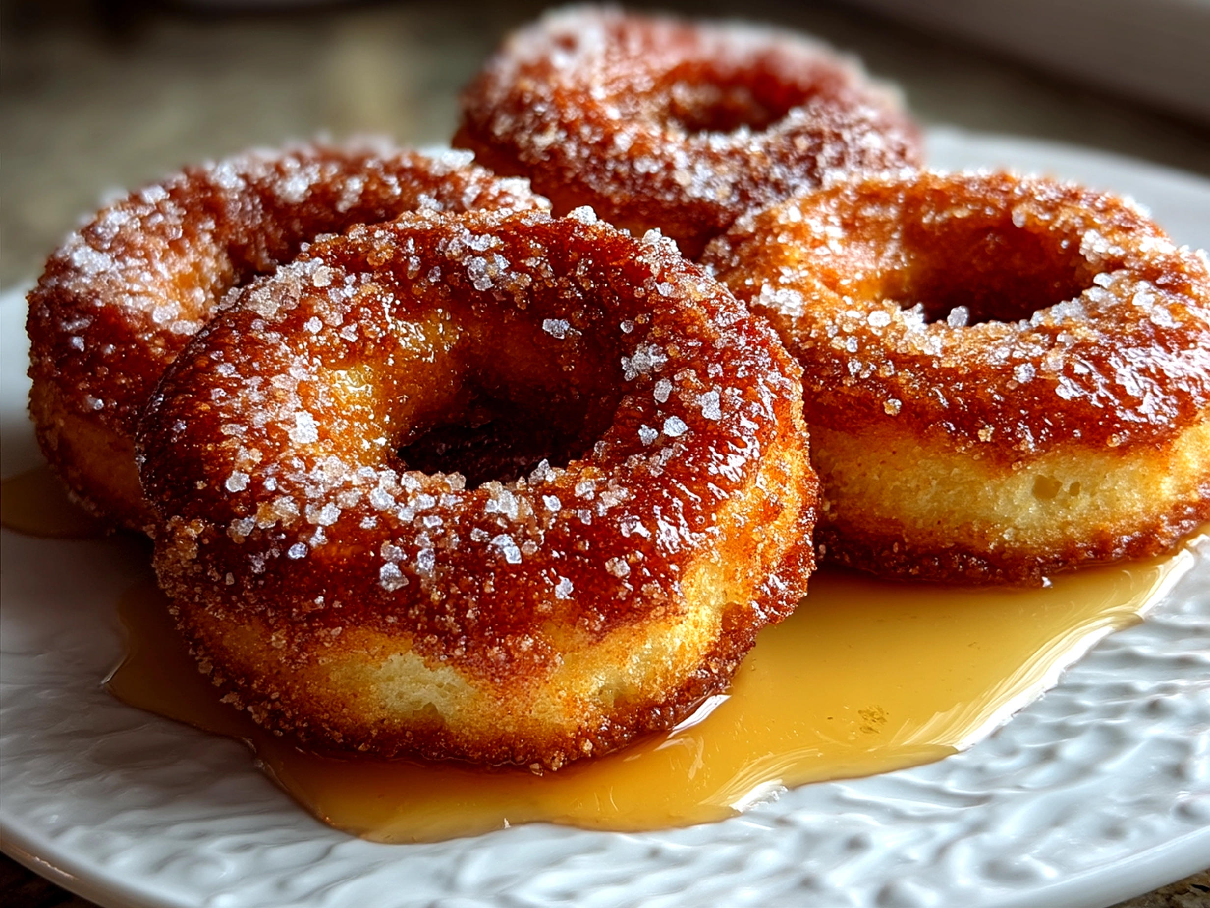 Slices of Sourdough Discard Apple Cider Donuts Bread served with coffee